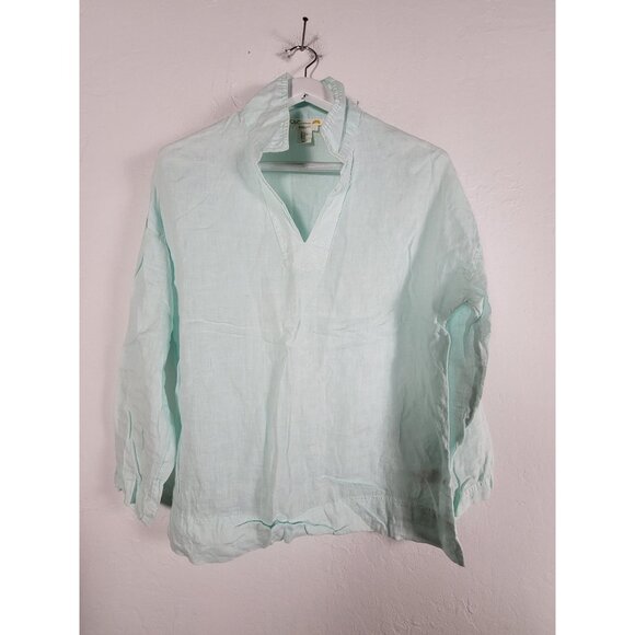 C&C California Womens Light Mint Green Linen Popover Tunic Top XS Long Sleeve - Picture 1 of 7